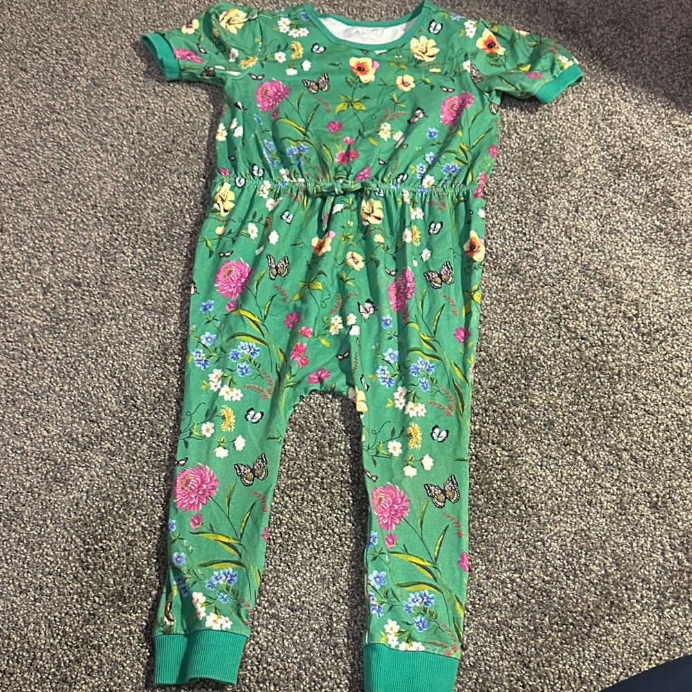 Rags to Raches floral Green Romper
